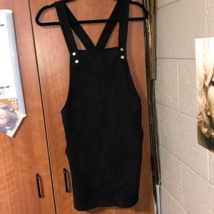 Faux Suede Overall Dress